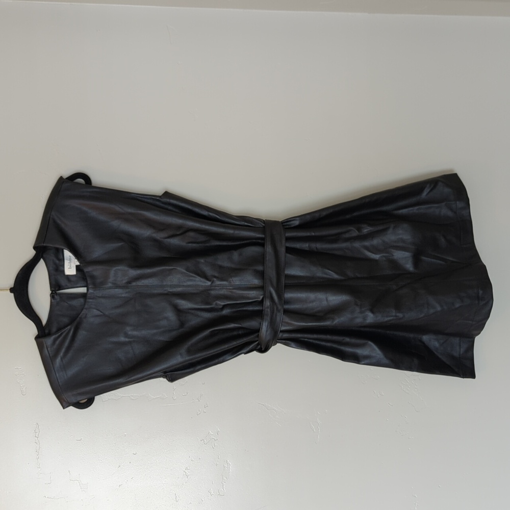 Bohme Black Faux Leather Sleeveless Midi Dress S‎